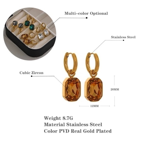 𝅺new 18k Gold Plated Huggie Geometric Dangle Hoop Earrings - Picture 5 of 15